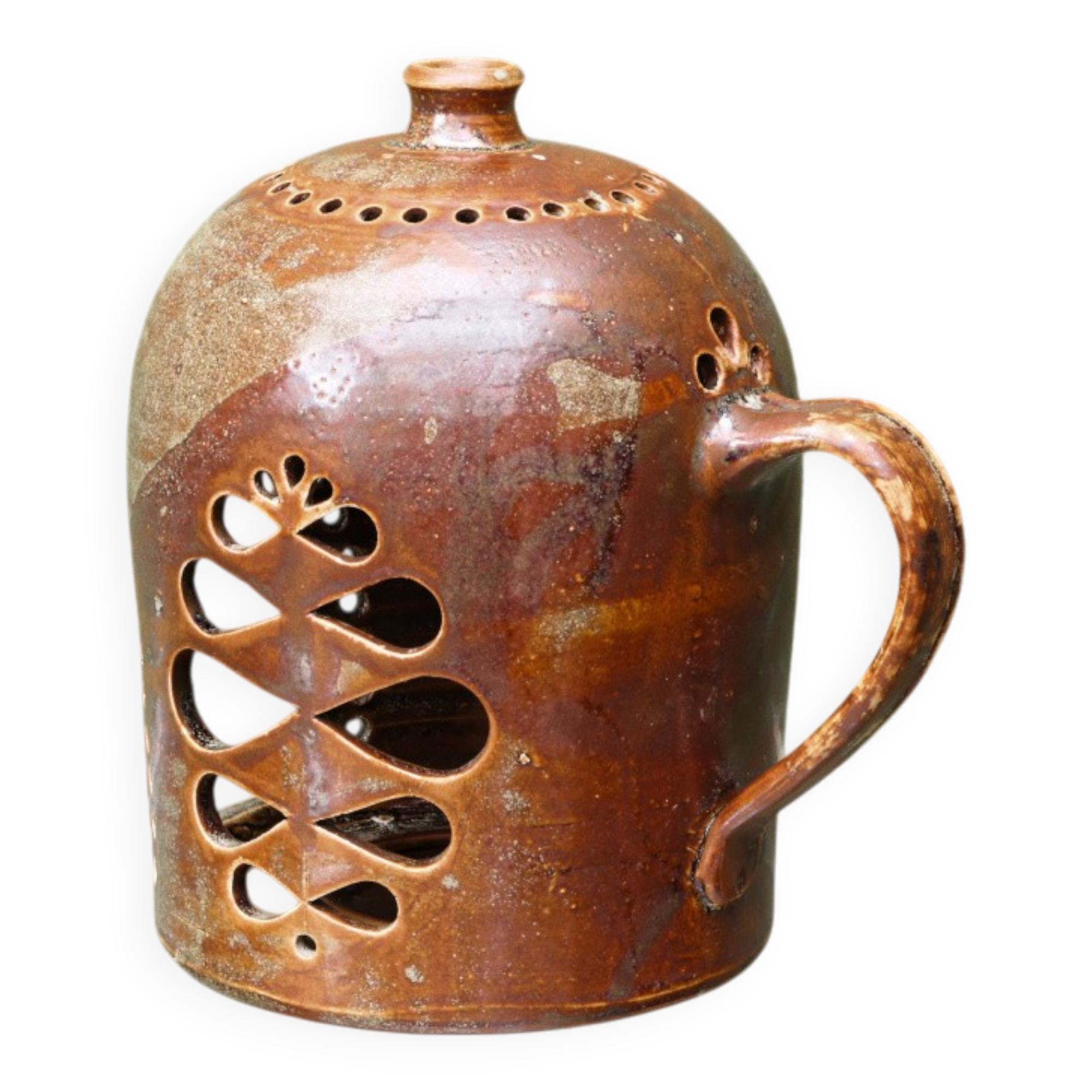 Signed enamelled stoneware lantern, Puisaye