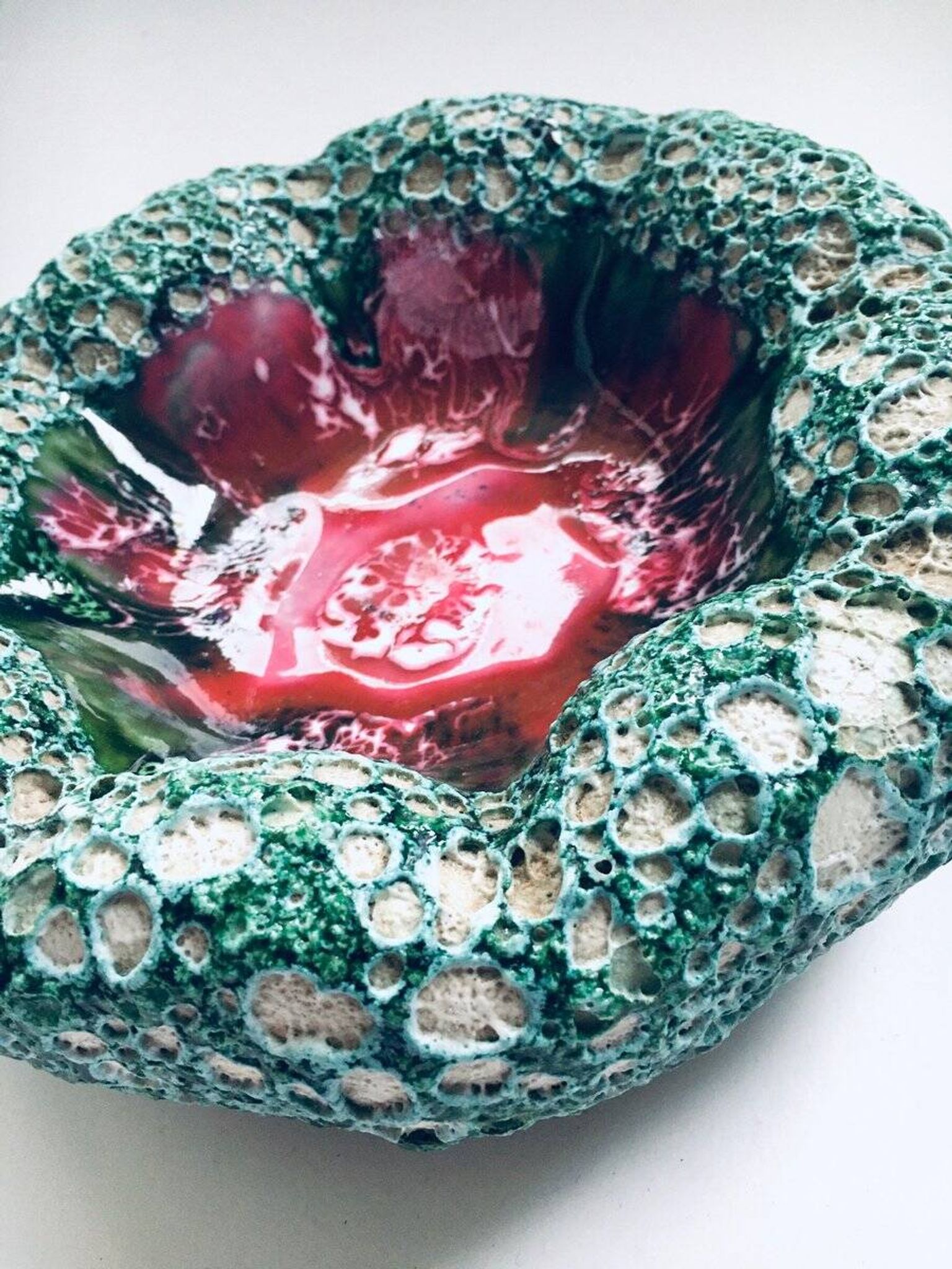 Mid-Century Italian Modern Art Pottery Bowl with Ocean Coral Structure, 1960s