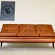 Canapé Svend Skipper vintage danois des années 60 en cuir cognac pour 3 personnes.