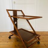 Vintage wooden trolley serving cart, 1960