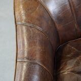 Stylish armchair made of cowhide leather with a unique design and beautiful finish