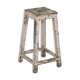 Original patina white Indian white teak top stool