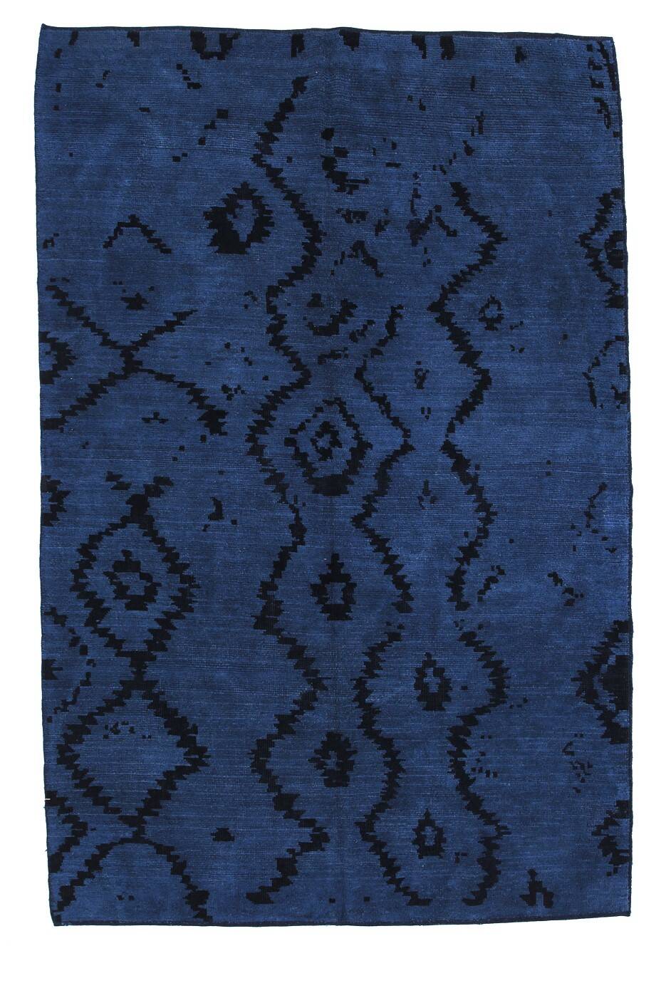 7x10 Midnight Blue Anatolian Wool Vintage Carpet, 204x296 Cm