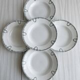 5 soup plates, iron earth, old French plates, Saint Amand,