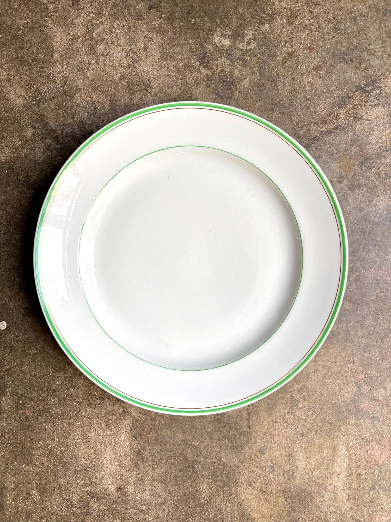 Round dish Ed. Honoré in water green and gold porcelain