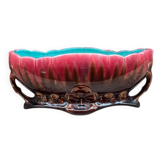 Art Nouveau ceramic jardinière Barbotine Orchies