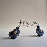 Pair of duck vases in slip