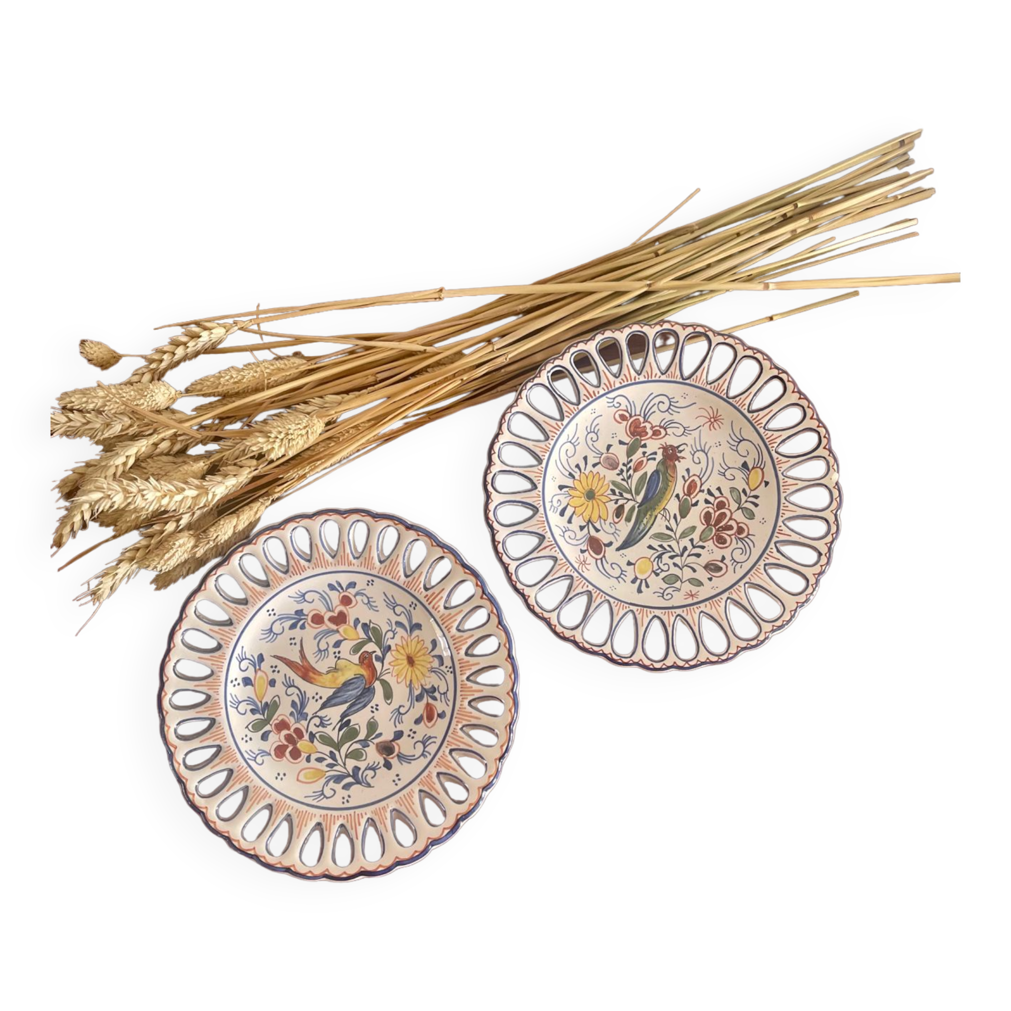 Pair of Rouen earthenware plates