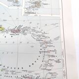 Carte les Antilles mer des Caraïbes archipel vintage de 1950