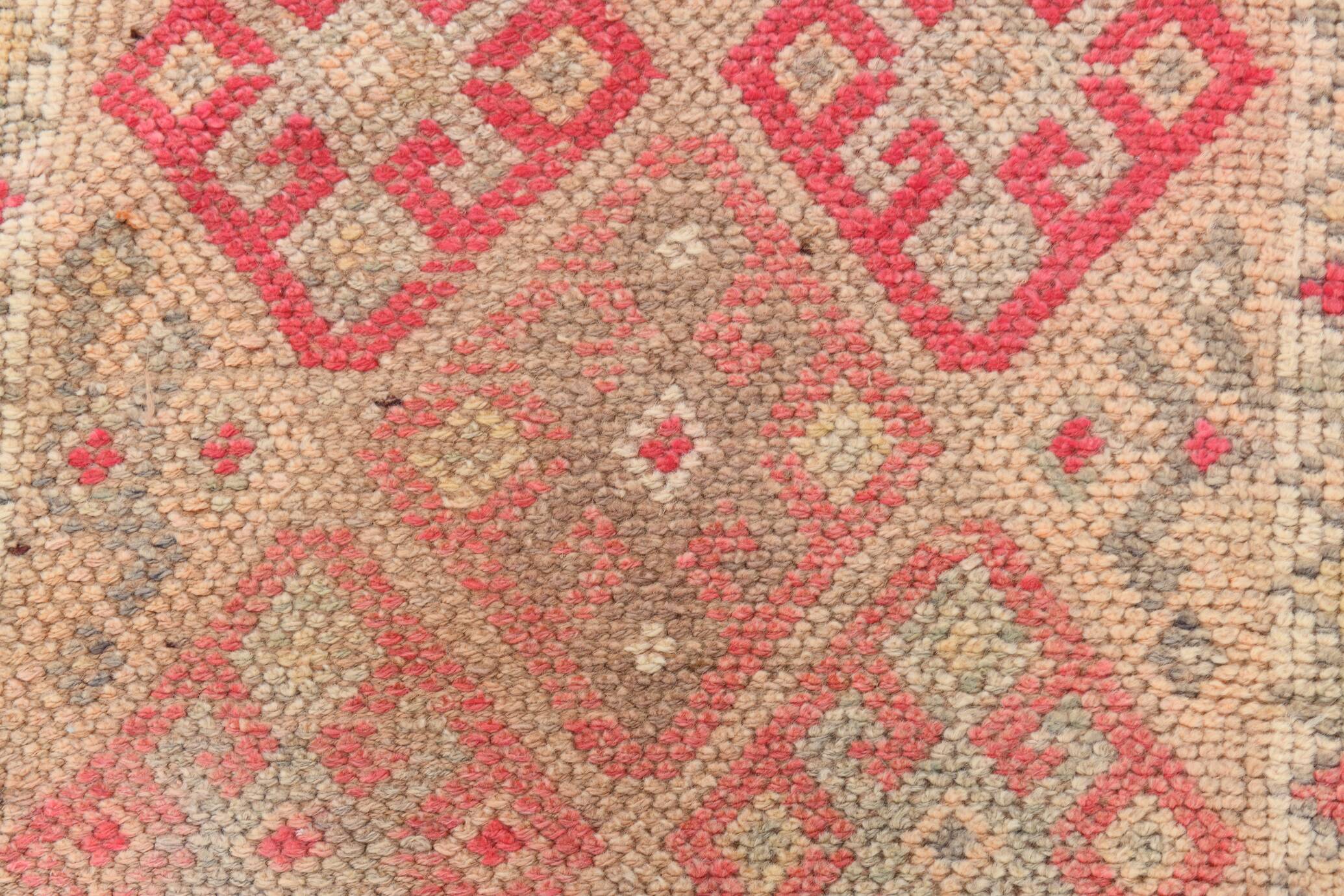 2x10 Red Pink Geometric Vintage Runner Rug,  75x315Cm