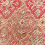 2x10 Red Pink Geometric Vintage Runner Rug,  75x315Cm