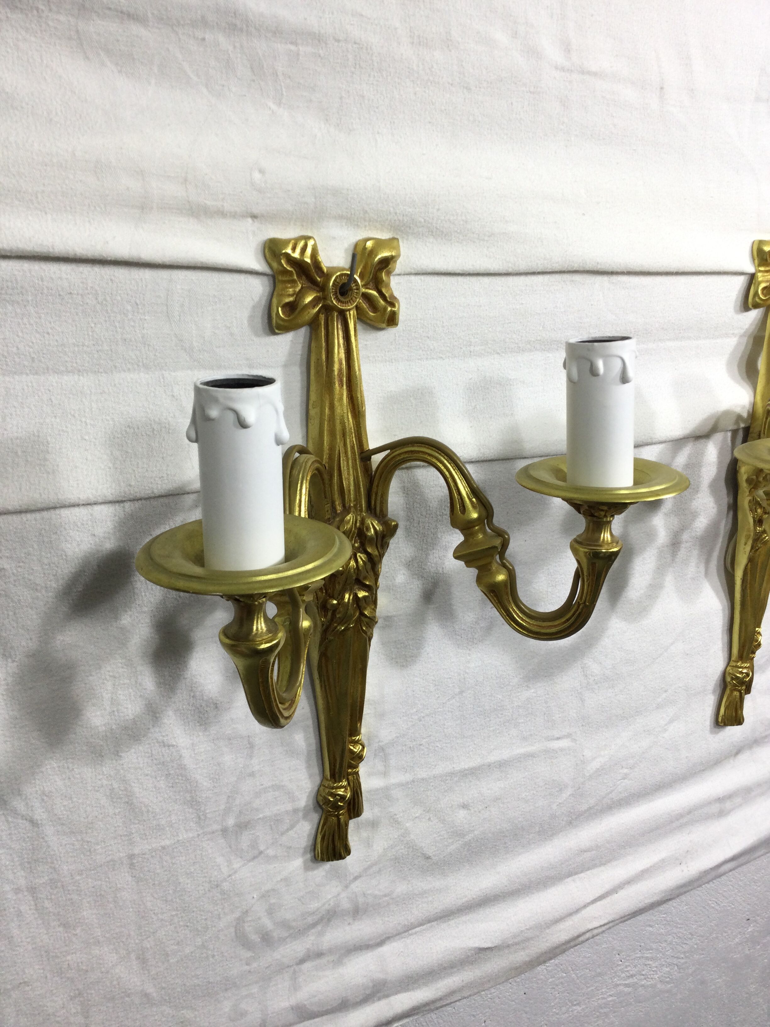 Pair of sconces Bronze 2 lights Louis XVI style