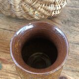 Vase vintage en grès vernis marron