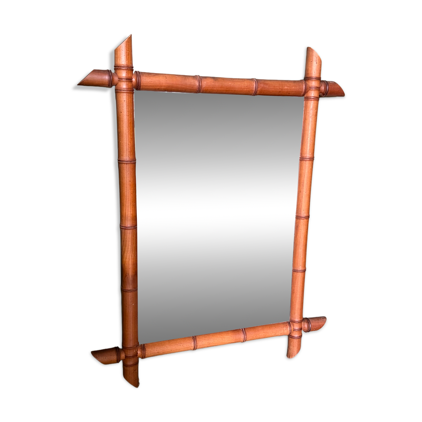 Large vintage bamboo mirror