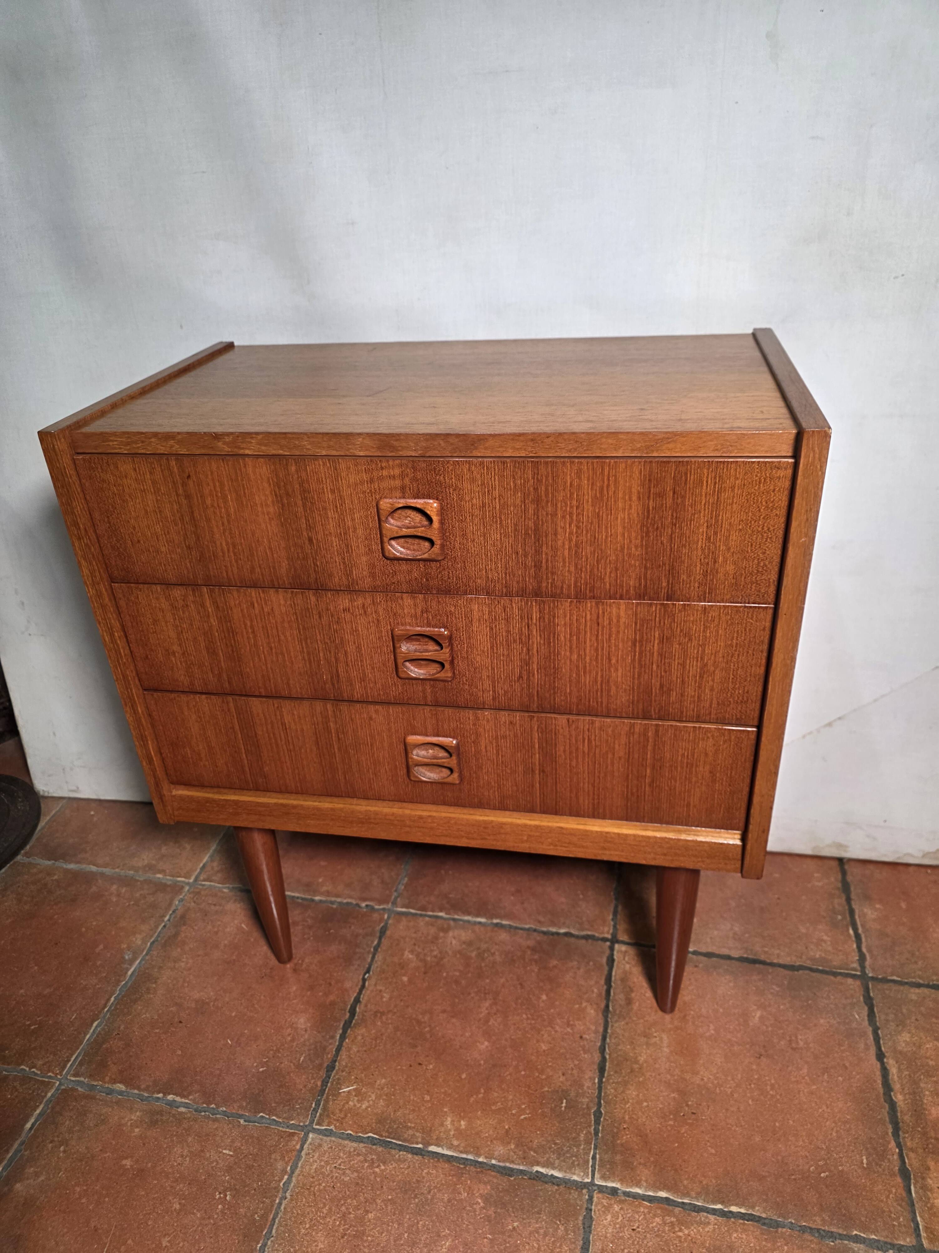 Scandinavian teak chest of drawers from the 1960s.