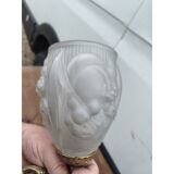 Pair of brass wall lights and glass paste.