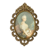 Golden frame oval young girl modaine