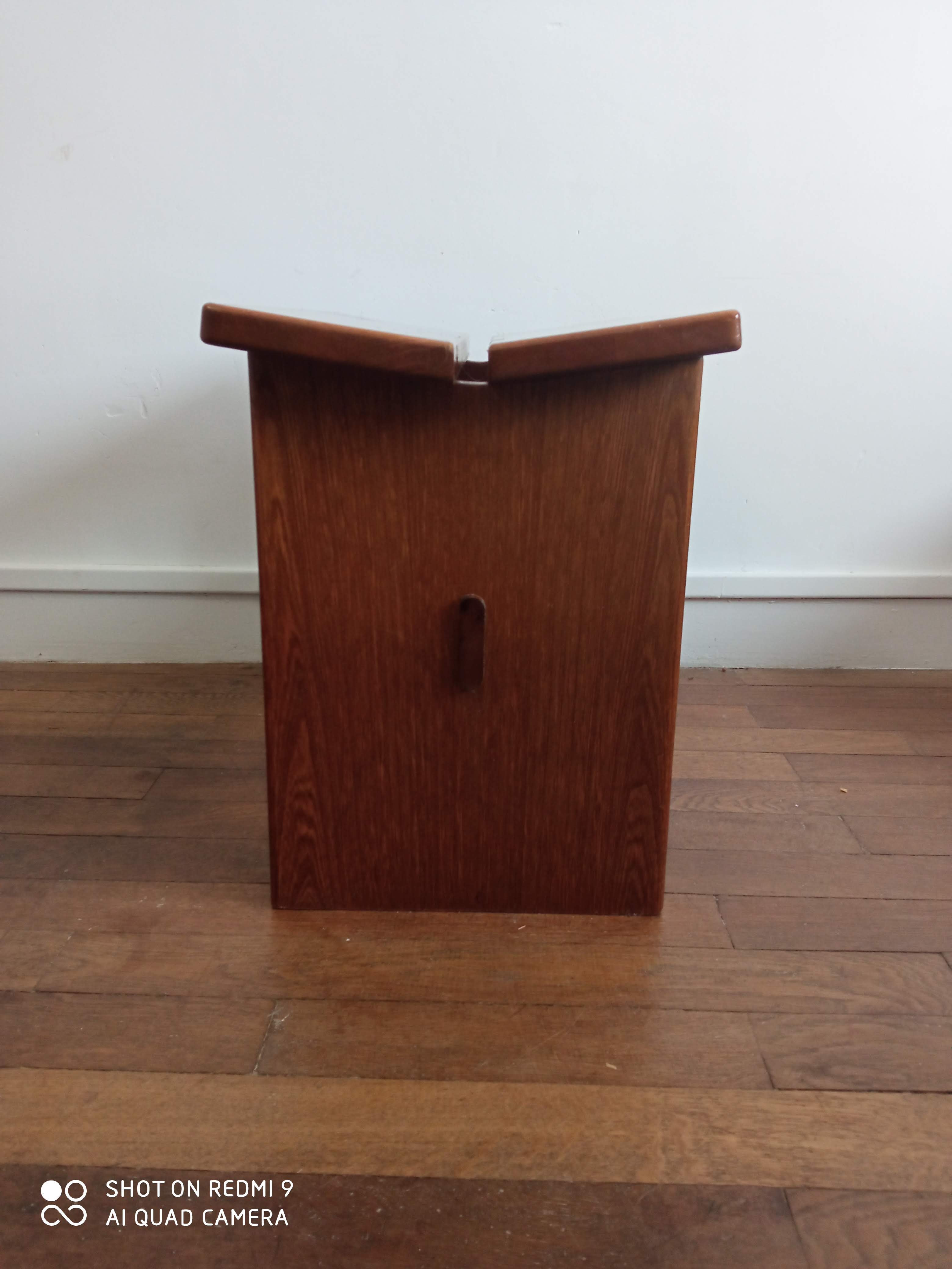 Gustave Gautier 1960 massive elm butterfly butterfly tabouret