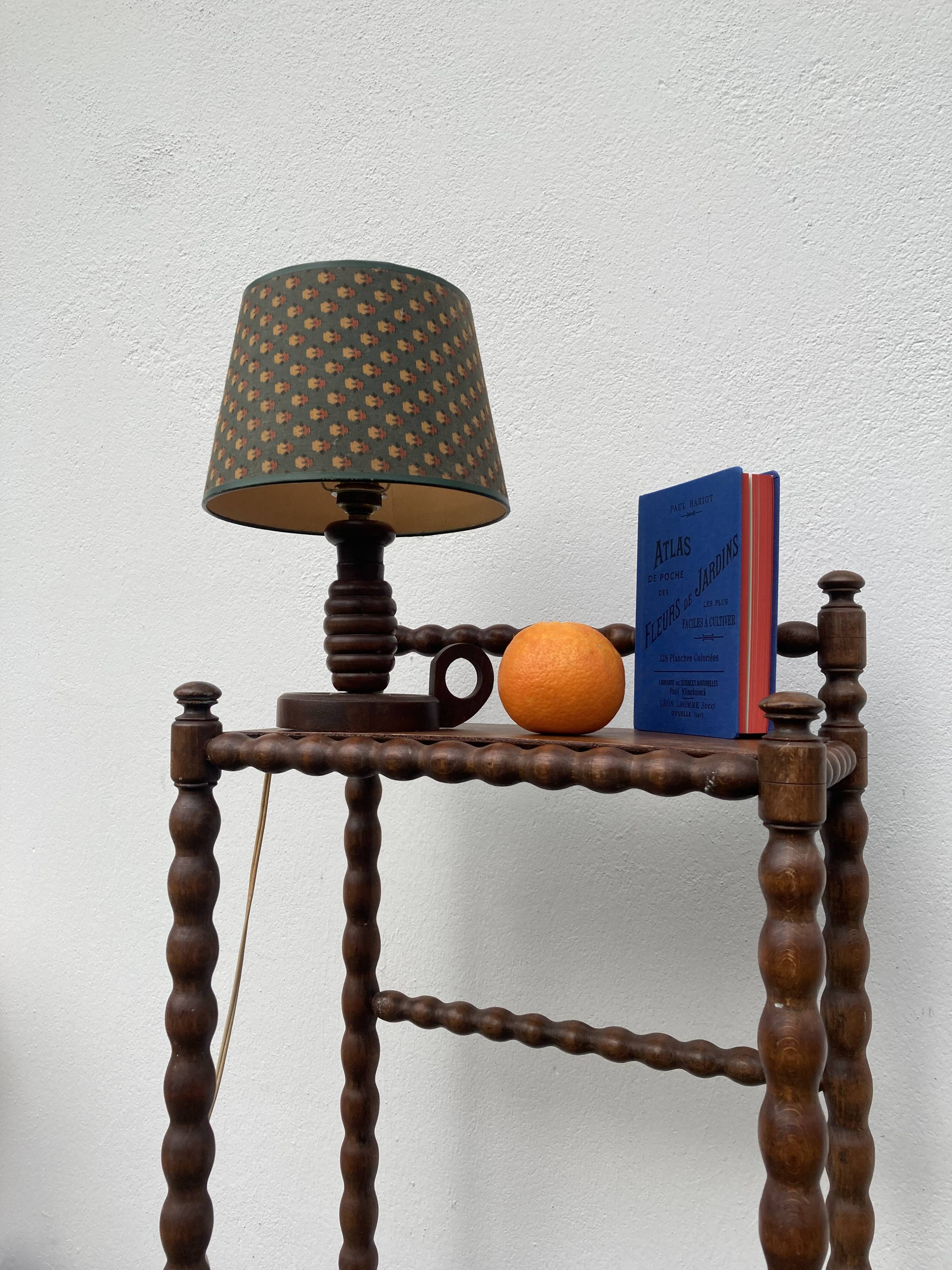 Old turned wooden bedside lamp 1940