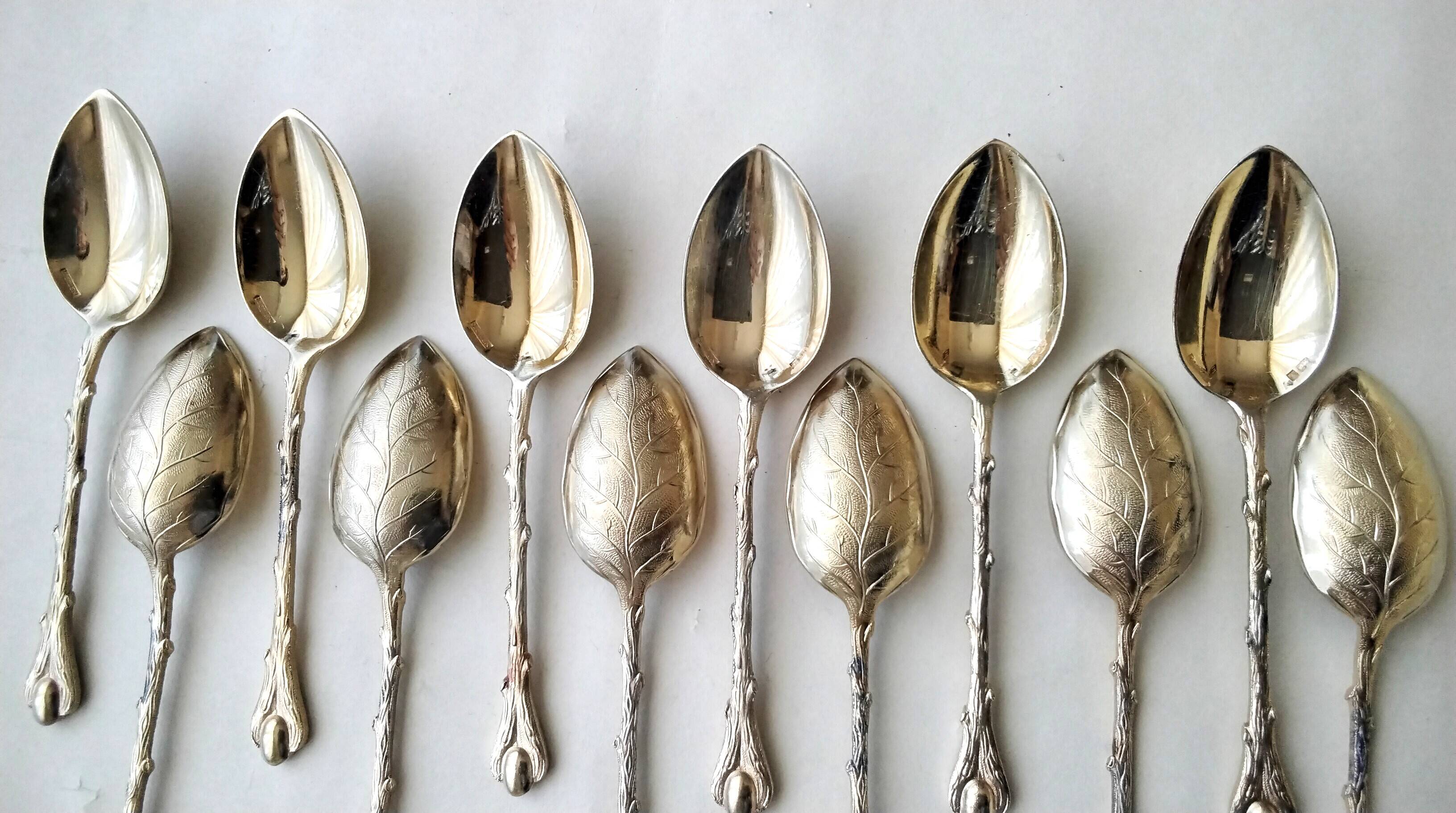 12 gold metal moka spoons Deetjen Model "Coffee Bean"
