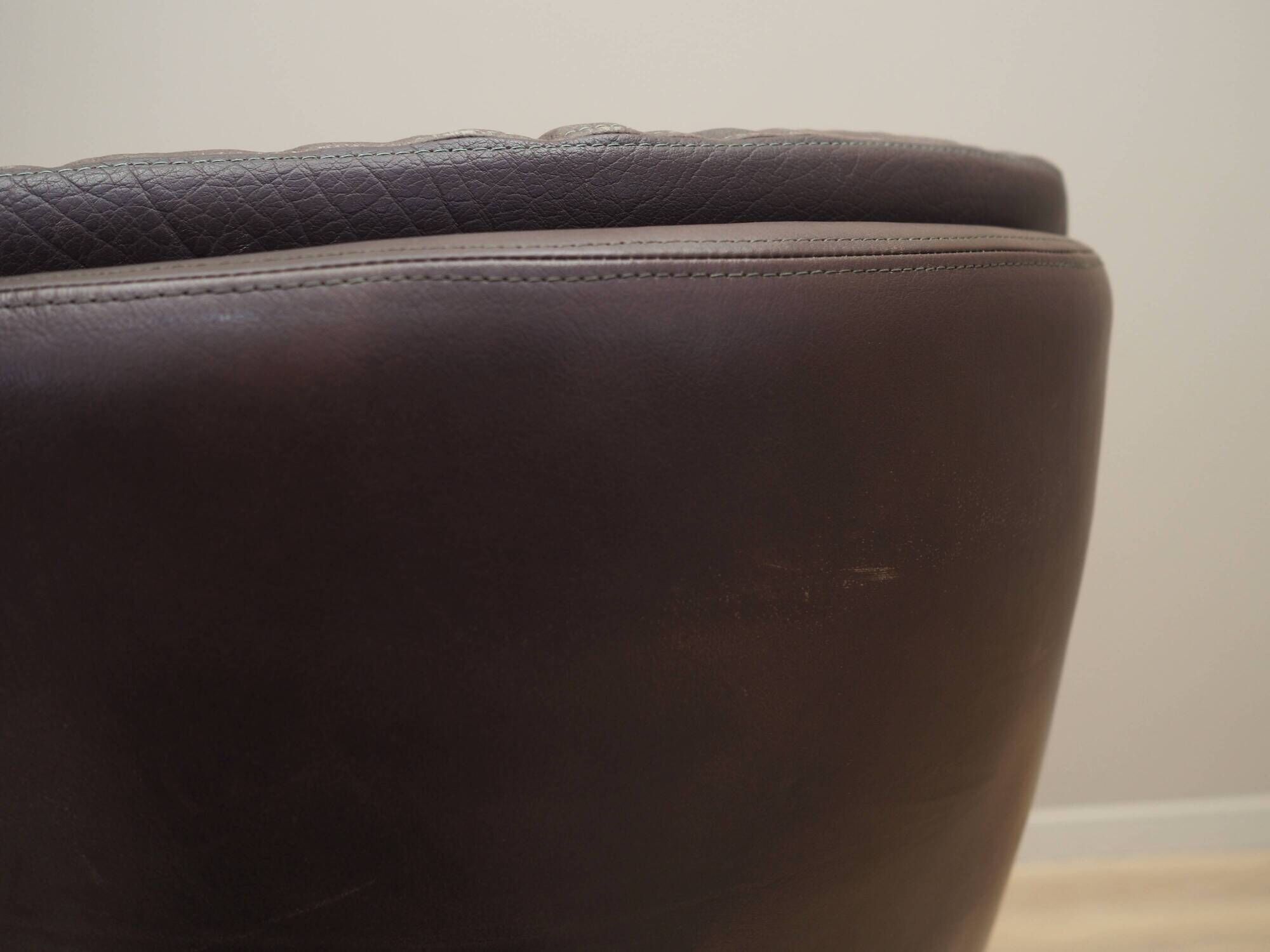 Leather swivel armchair, Danish design, 1960s, designer: H.W. Klein, manufacture: Bramin