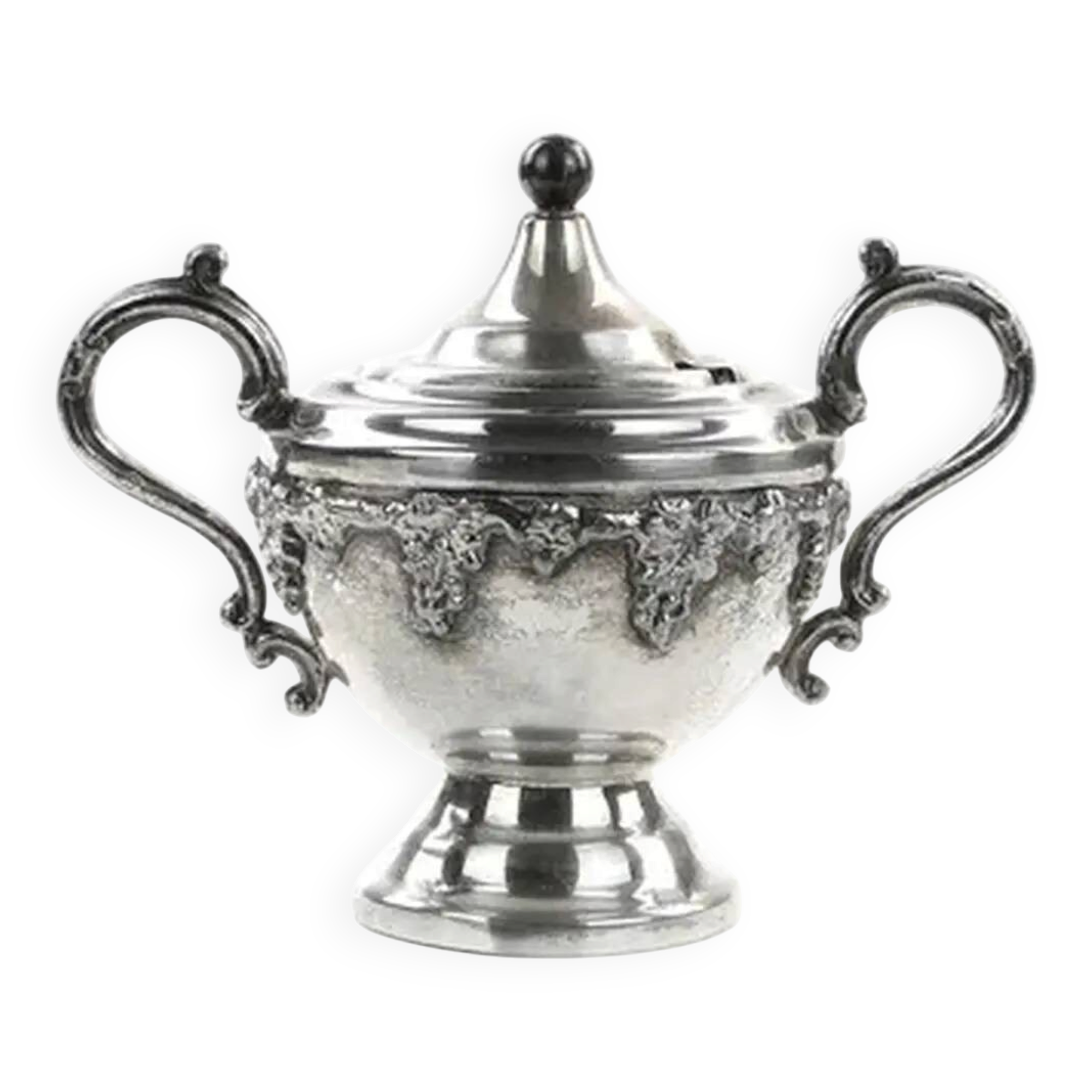 Art Nouveau sugar bowl, silver-plated brass, Germany, early 20th century