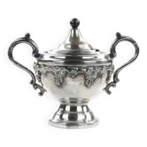 Art Nouveau sugar bowl, silver-plated brass, Germany, early 20th century