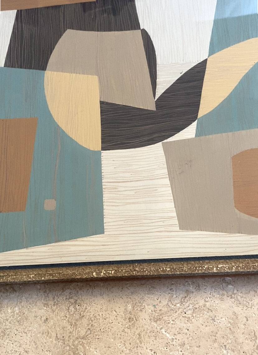 Gouache illustration on paper, glass frame