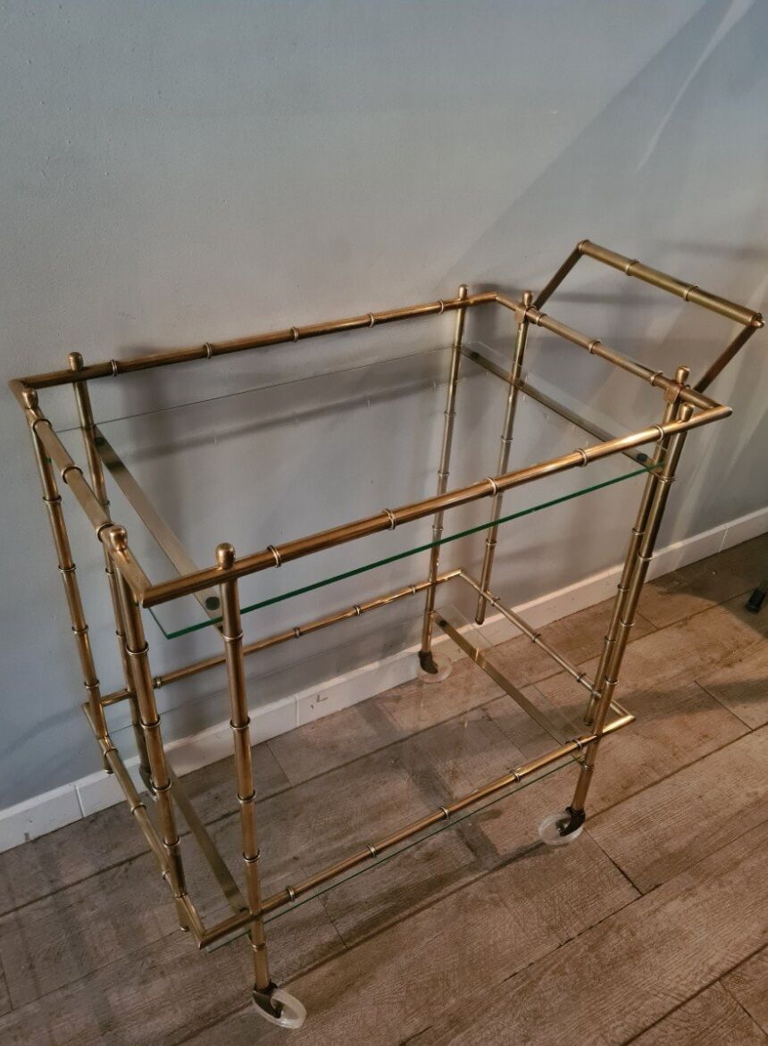 Bamboo brass rolling table 1970
