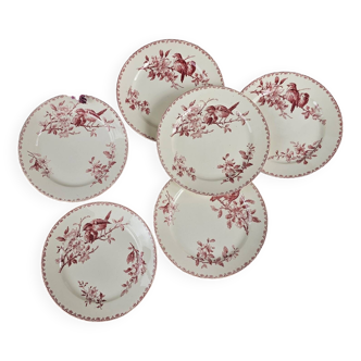 Assiettes plates Favori Sarreguemines rose