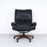 Black Leather King Chair by André Vandenbeuck for Strässle, 1960s