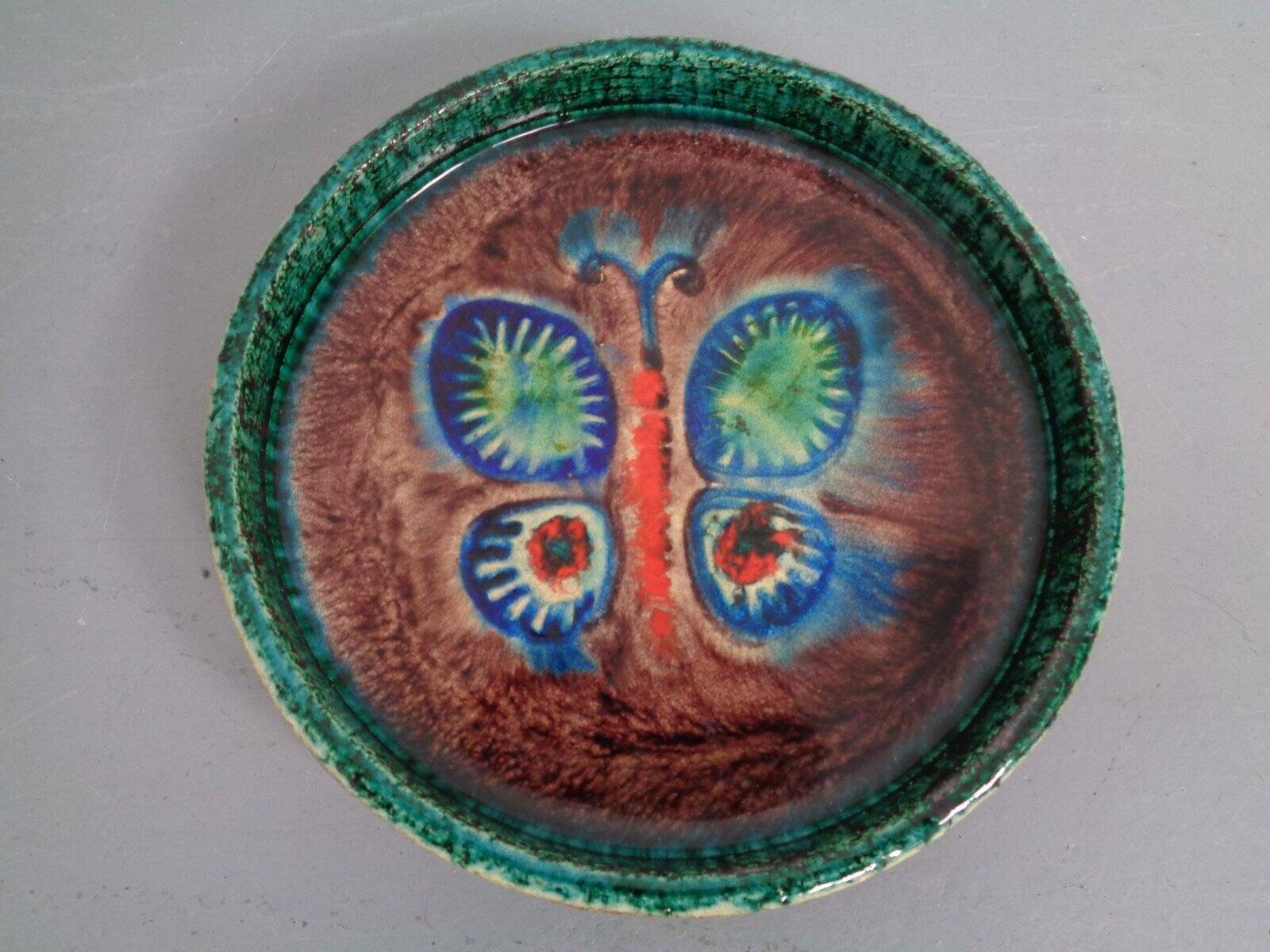 Majolica Butterfly Ceramic Bowl, 1960s