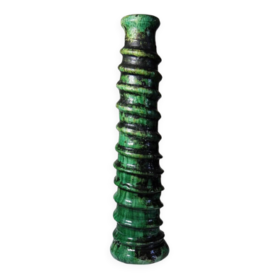 Grand bougeoir Tamegroute en terre cuite émaillée verte, Maroc, années 1960-1970
