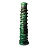 Large Tamegroute candlestick in green glazed terracotta, Morocco, 1960s-1970s.