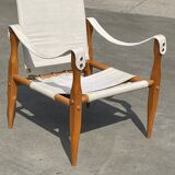 Vintage safari chair 1960s Denmark with canvas minimalist design