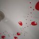 White opaline glass suspension with red and silver floral decoration.