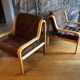 Paire de fauteuils scandinaves en bois cintré