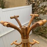 Porte manteau en rotin vintage 1970