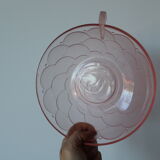 Set of 6 art deco pink molded glass ramekins