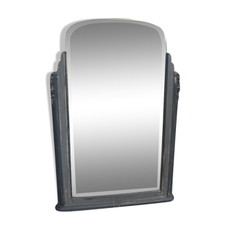 Miroir biseauté de cheminé patiné 1925 - 86 x 129 cm