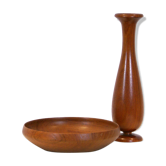 Bol et vase en teck, design danois
