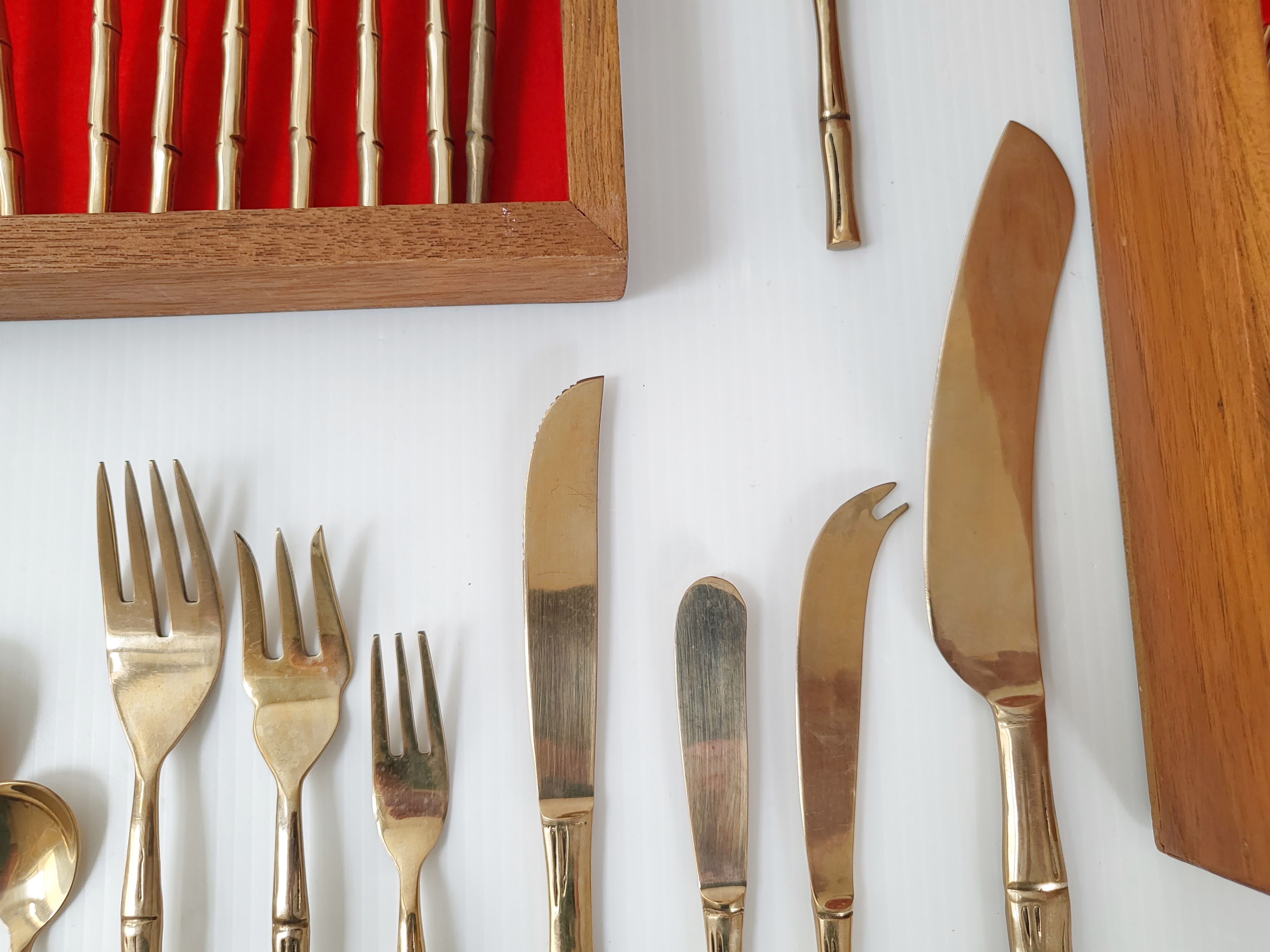 Cutlery set imitation bamboo 144 pieces vintage 1950