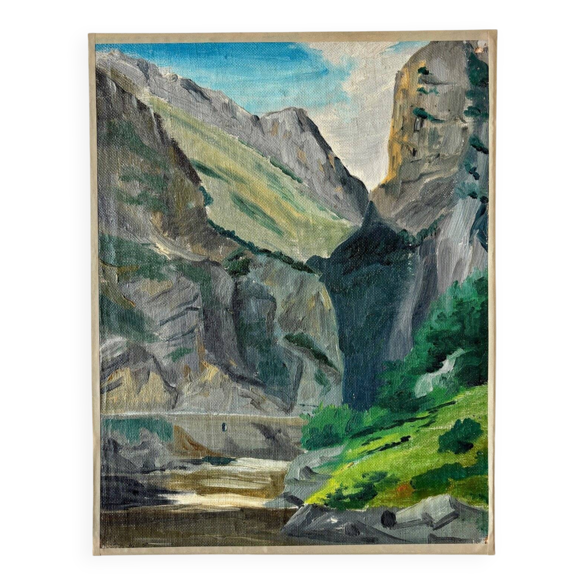Oil painting on canvas "Cliff and River" No. 44