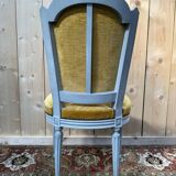 Set of 6 Louis XVI style chairs with polished wood and velvet.