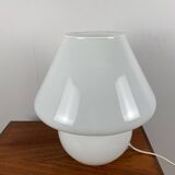 Lampe champignon en verre blanc, 1980