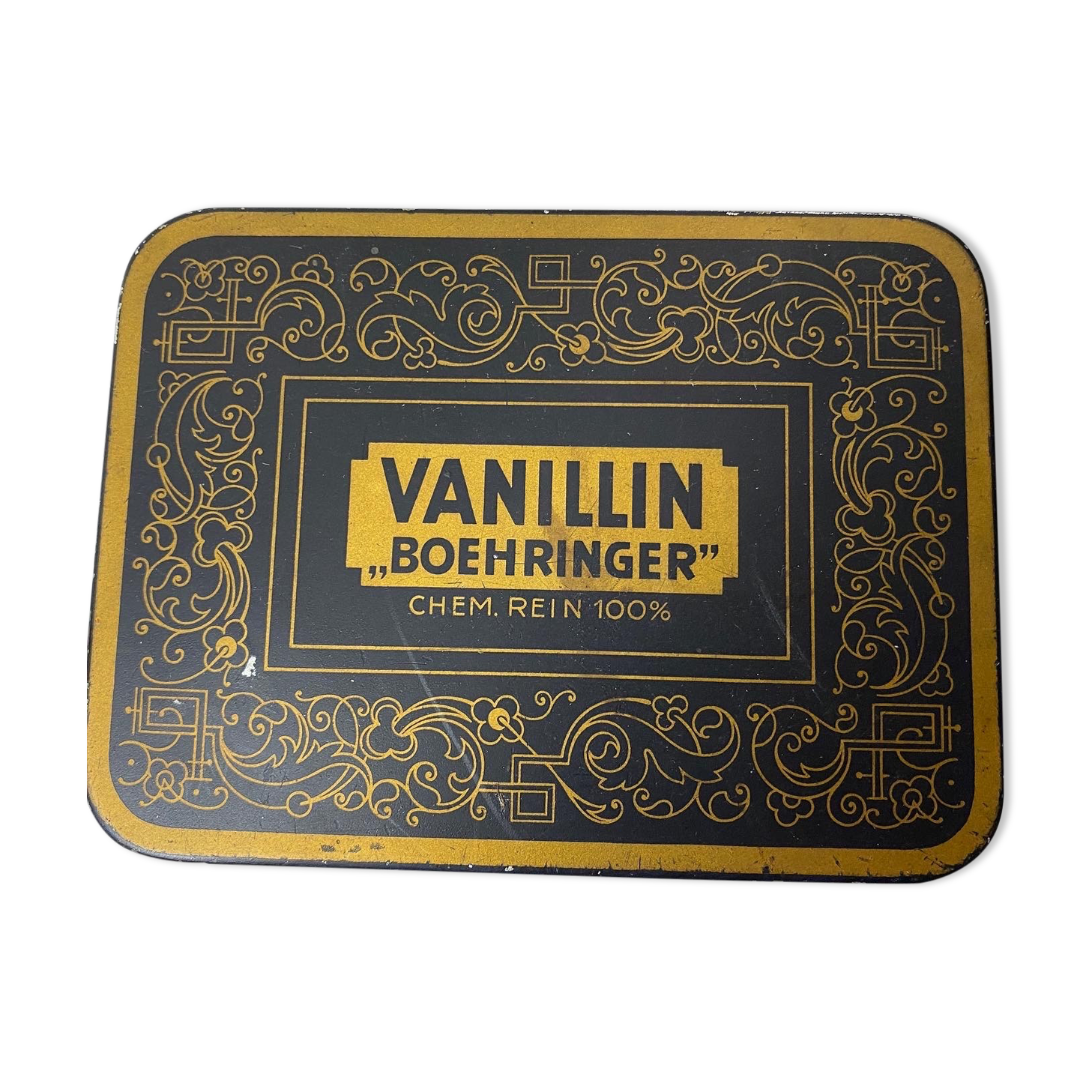 Antique tin box Boehringer vanillin