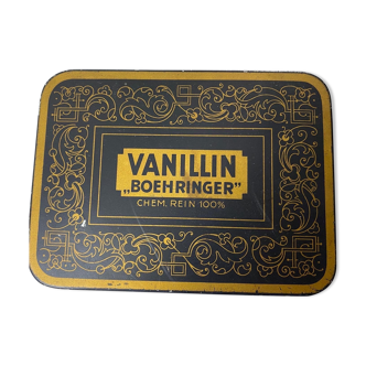 Boîte de vanilline Boehringer en fer blanc ancienne