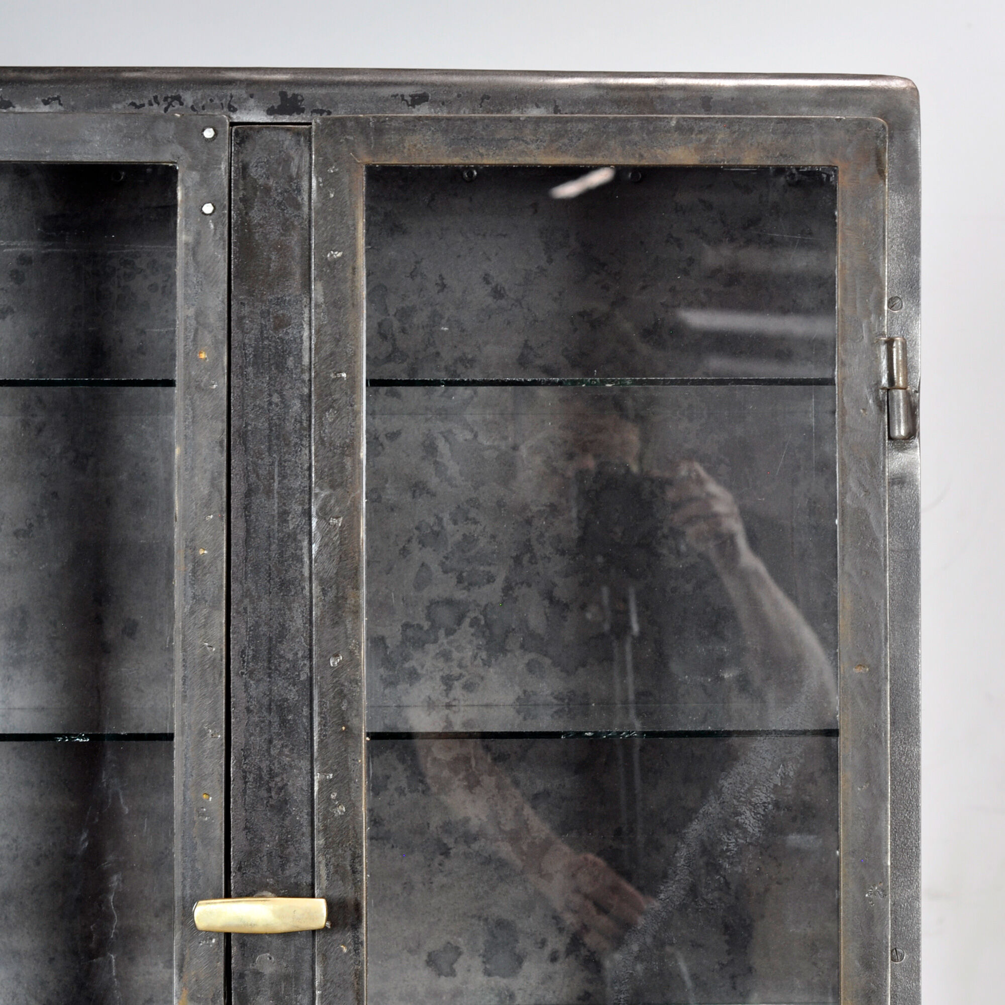 Polished iron medical cabinet, 1950s