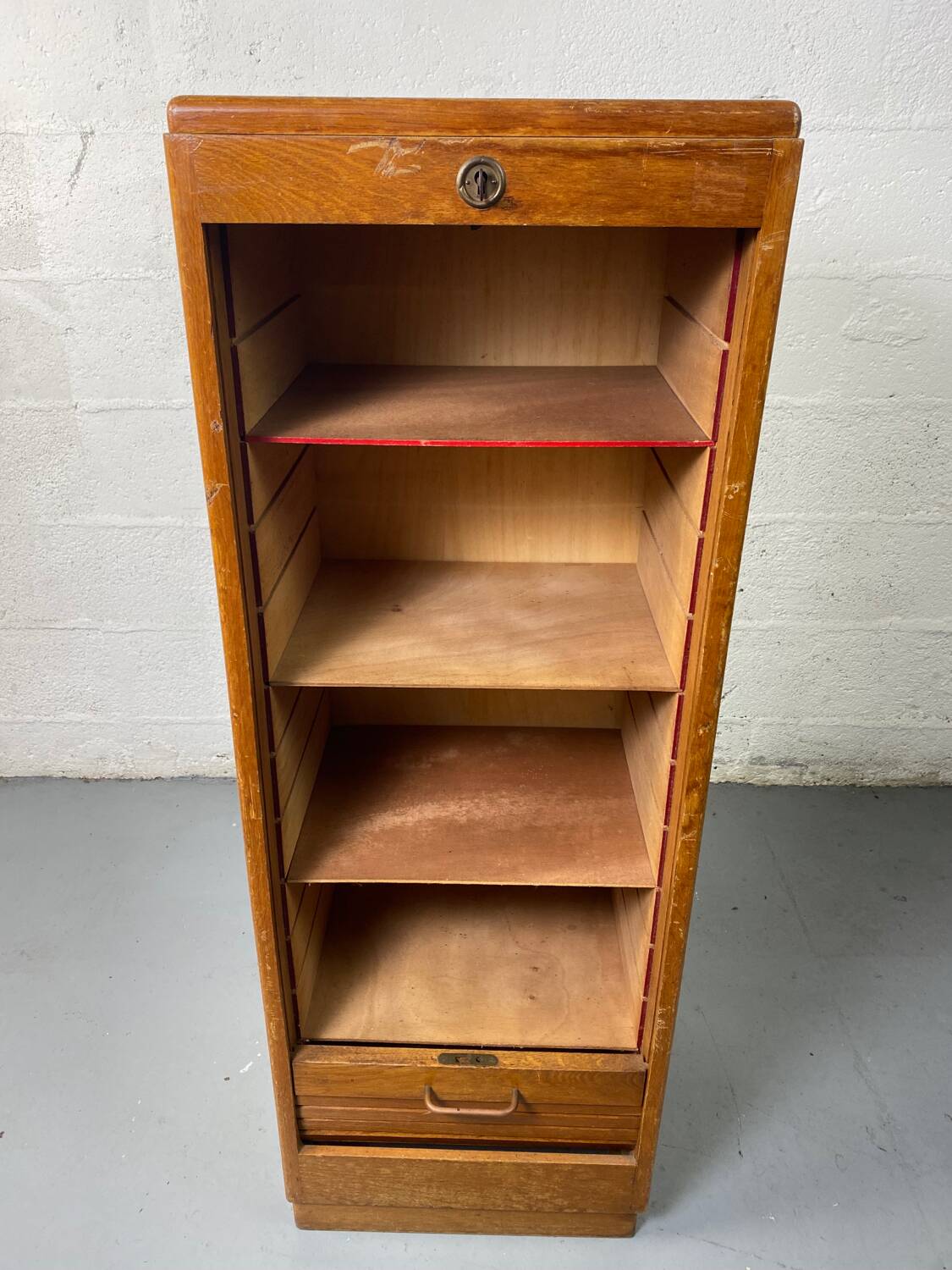 Vintage curtain file cabinet