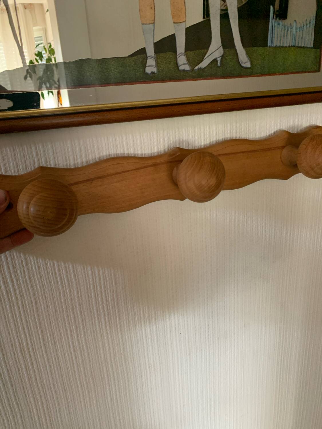 Wooden coat rack with 3 hooks